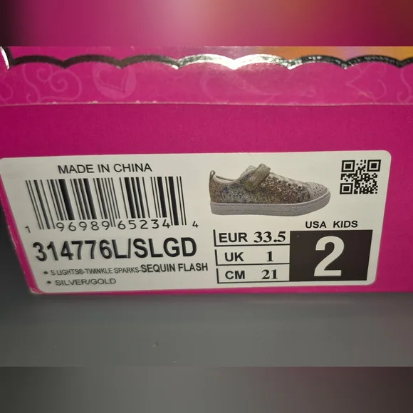 Twinkle Toes by Skechers - Girls Light Up Sneakers - Size 2- New - Picture 9 of 10